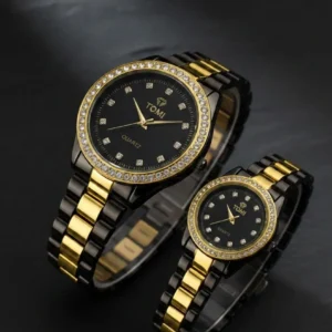 Tomi Couple Watch Set – Crystal Dial Two-Tone Watches